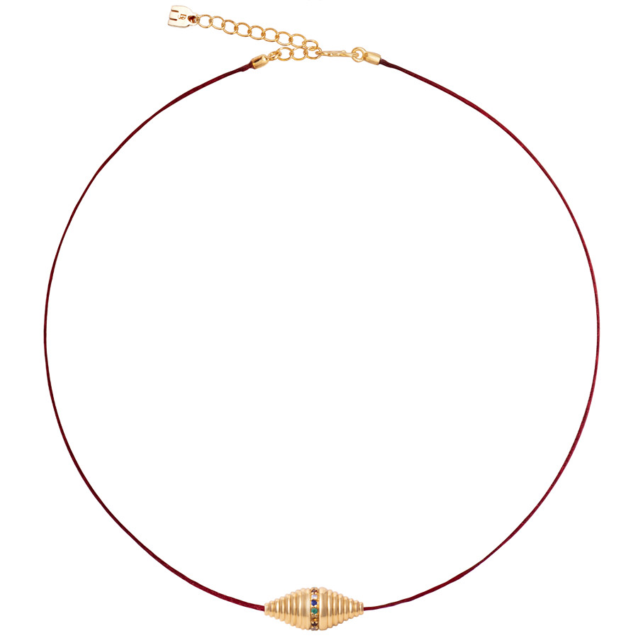 Ras de cou Rakhi rouge multi-pierres