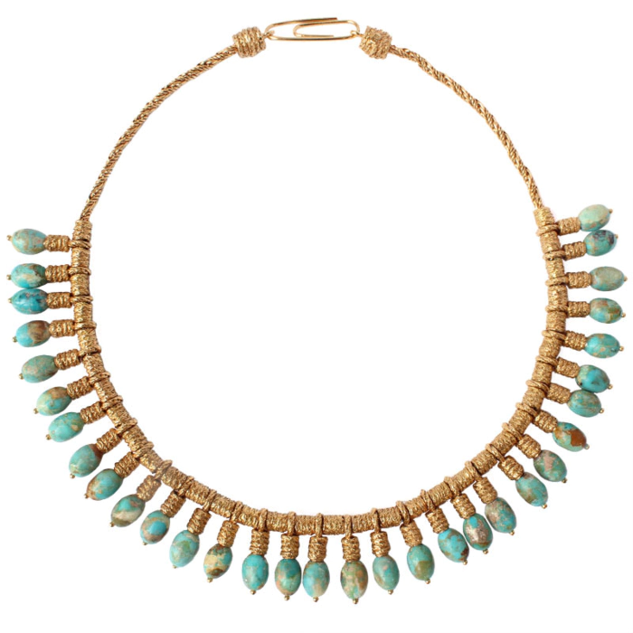 Collier Vintage Turquoise, Ambre Et Jade Signé EDWIN - Occasion, état Visible Sur Photos