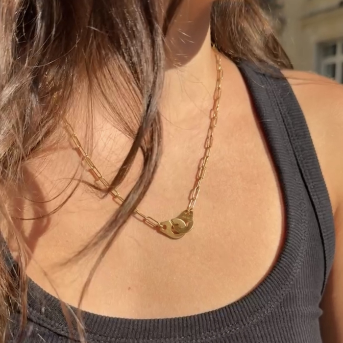 collier menottes chaine or collier menottes chaine or