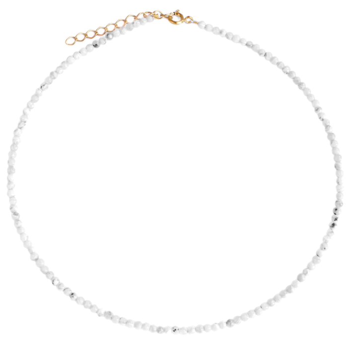 Collier Fait Main Grappe De Perles Howlite Blanche, Corail Rouge, Turquoise - Longueur 19 Pouces