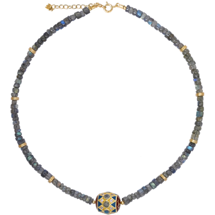 Sautoir Long En Bronze Avec Cabochon Carré Verre "La Liseuse" - Longueur 56-60cm - Neuf (sans Boîte)