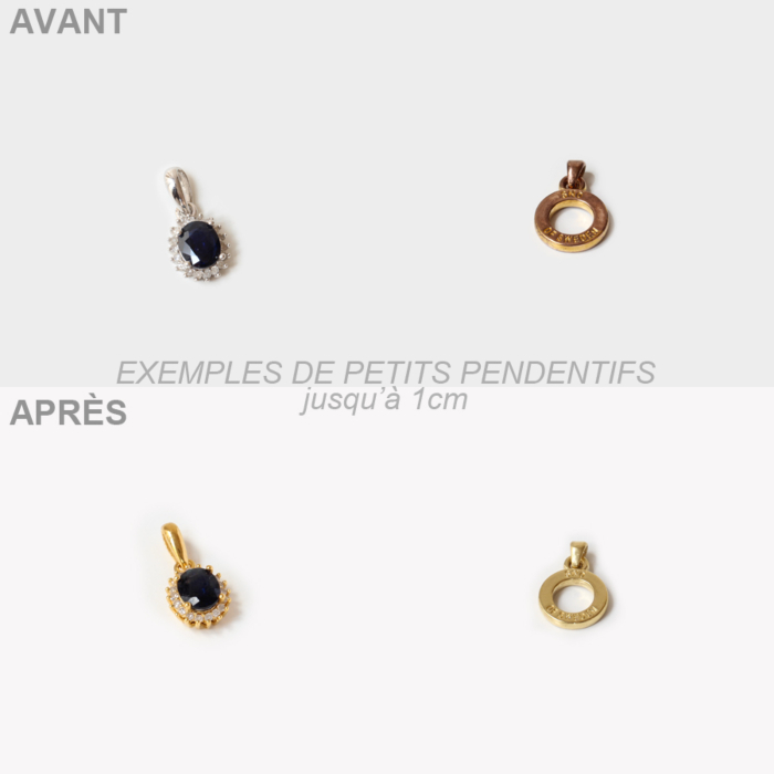 Dorure petit pendentif or 24 carats — exemple avant après