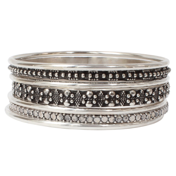 Bracelet Semainier En Argent Massif - Diamètre 6,2 Cm, Style Jonc, Occasion