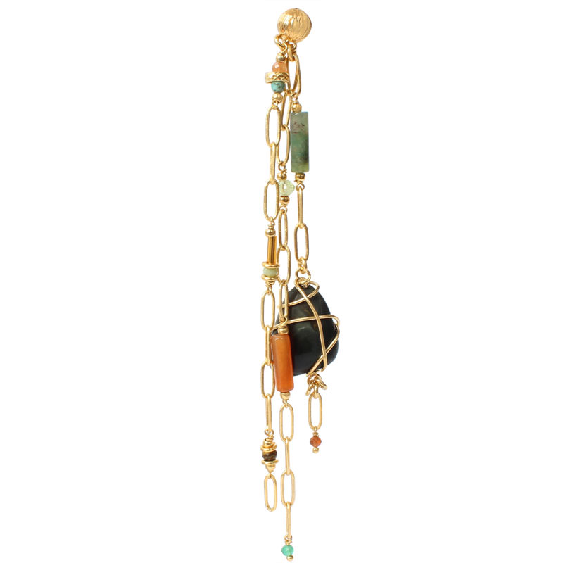 Mono boucle d'oreille Rainbow Jaspe verte